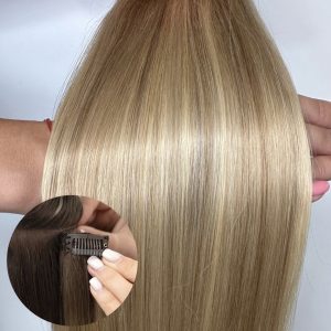 Prisegami natūralių plaukų tresai 60cm 100g., spalva: #16/613 Ashy mix